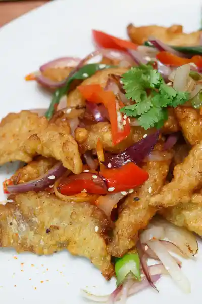 Jiao Yan Yu * Paniertes Fischfilet mit Salz und Szechuanpfeffer